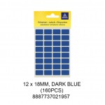 MAYSPIES MS-12X18MM COLOUR LABEL / 5 SHEETS/PKT / 160PCS / 12X18MM DARK BLUE